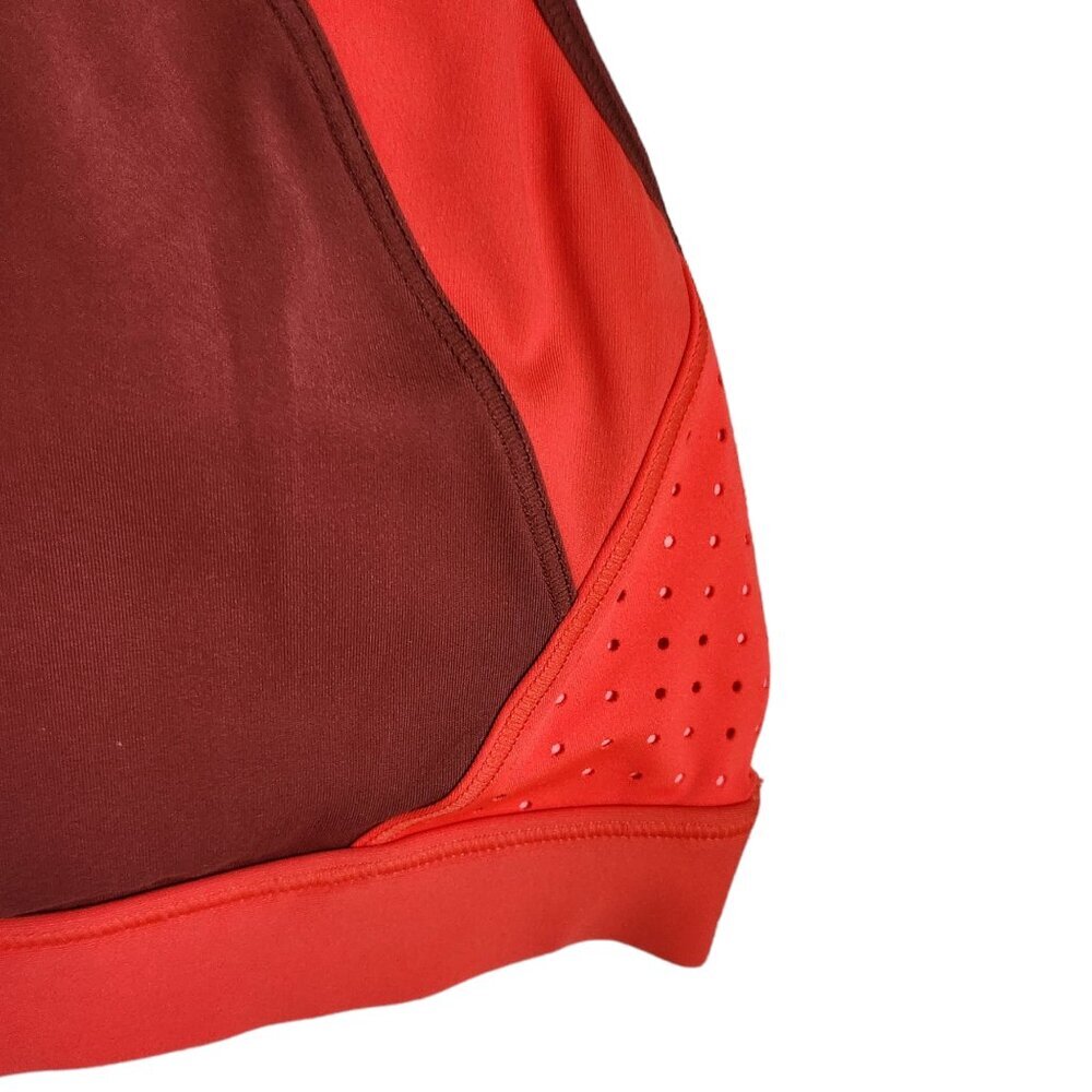 Athleta Sports Bra Medium Red Orange Colorblock Ventilated Wireless Pullover - Picture 3 of 6